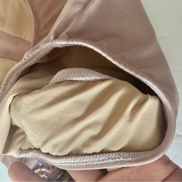 Custom solo custom dance costume leotard blush mauve rhinestone MC med child - Picture 11 of 14